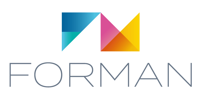 Logo coloré avec texte "FORMAN".