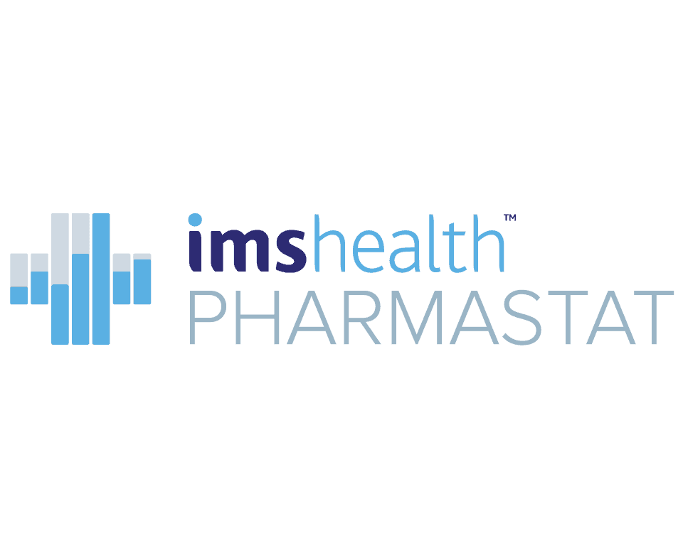 Logo bleu "IMS Health Pharmastat" avec graphique à barres.