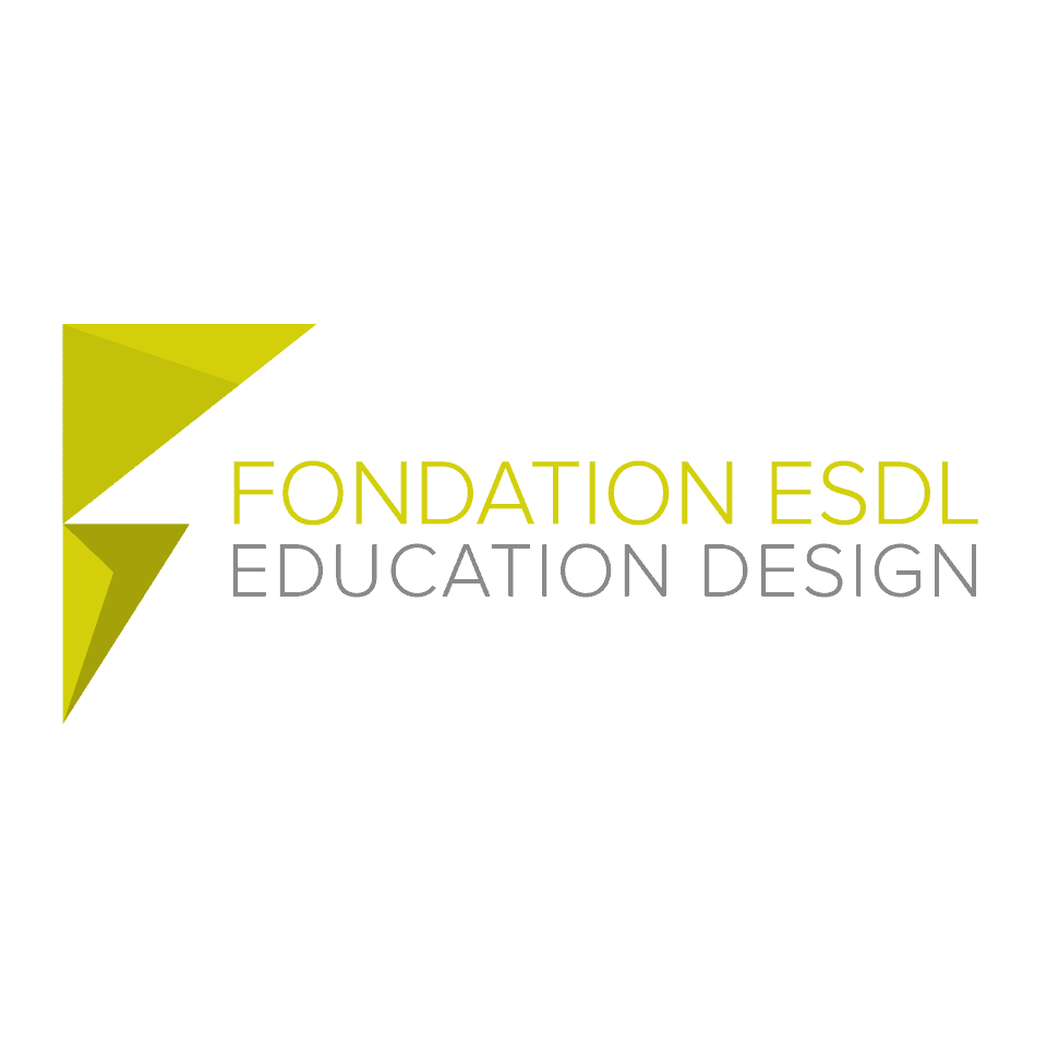 Logo de la Fondation ESDL, texte jaune sur fond gris.