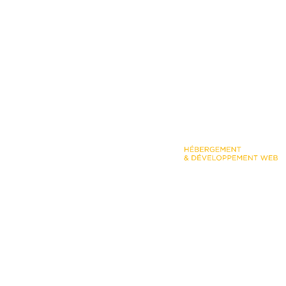Logo jaune avec texte "2GCI Hébergement & Développement Web".