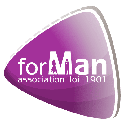 Logo violet de l'association ForMan, texte "association loi 1901".