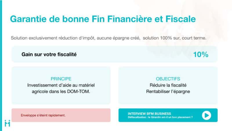 Graphique sur une solution fiscale pour les investissements agricoles dans les DOM-TOM.