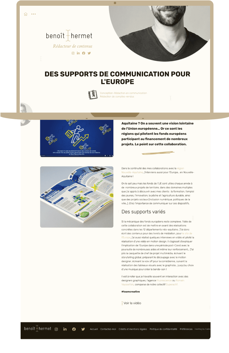 Page web sur l'Europe avec texte et illustrations.