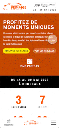 Animation webdesign mobile site événementiel TOURNOI TENNIS VILLA PRIMROSE BORDEAUX