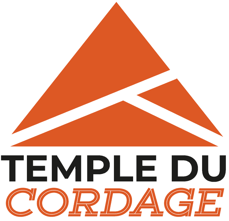 Logo orange et noir avec le texte "Temple du Cordage".